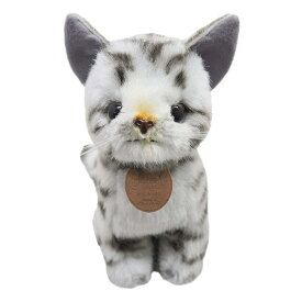 【日本製高級ぬいぐるみ】グレイスフル ネコ おすわりアメショー グレー ぬいぐるみ 全長20.5cm