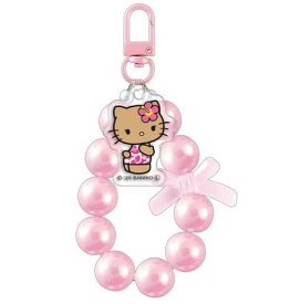【送料無料】 ハローキティ チャーム付きオーロラビーズキーホルダー クラックス ハイビスカス/ピンク