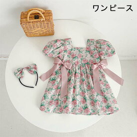 【店内全品2点ご購入20%OFFクーポン!】ロンパース ワンピース ベビー服 韓国 女の子 夏 花柄 半袖 カバーオール プリント キッズ 子供服 新生児 赤ちゃん おしゃれ 可愛い 出産お祝い プレゼント 誕生日 入園 保育園 幼稚園 66 73 80 90 100 110 120cm