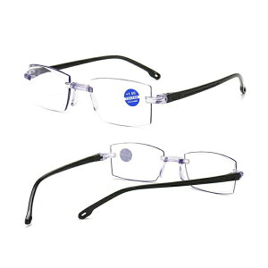 安い 70代 60代 50代 40代 PC用メガネ パソコン ブルーライトカット 縁なし老眼鏡 非球面 おしゃれ レディース 遠近両用メンズ