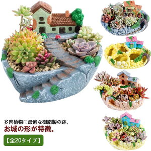 鉢植え 観葉植物 鉢 ガーデン 植木鉢 可愛い 底穴付き ハオルチア セダム プランター 多肉植物 お城 ハウス 大サイズ 民家 別荘