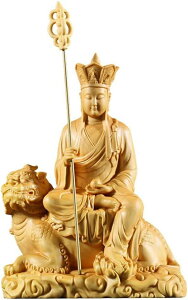 守り本尊 仏像フィギュア『安産祈願?子育ての守護尊』 お地蔵様 置物 仏壇仏像 総高さ14cm_柘植木彫り 地蔵菩薩座像 木彫り仏像