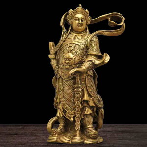 守護神 風水グッズ 開運グッズ お守り 魔除け 置物 (高さ24cm×幅14cm)玄関 仏像【韋駄天立像】黄銅(真鍮)製