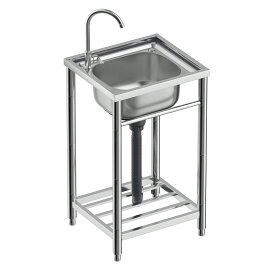 流し台 シンク 屋外 ガーデンシンク ステンレス 水栓付 庭 簡易流し台 厚みあり 堅めのシンク (304厚みプラス43)