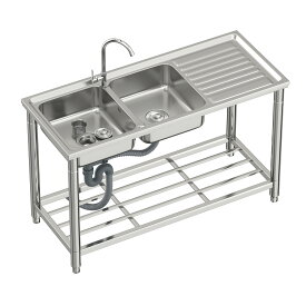 ステンレスシンク ステンレス簡易流し台 ガーデンシンク 屋外 RC-C1200 [約幅120x奥行50x高さ80cm]