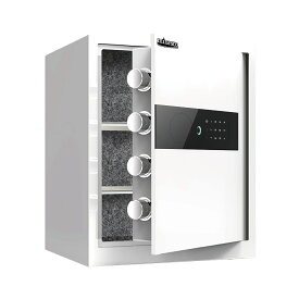 金庫 指紋 家庭用 大型 セキュリティーボックス テンキー 防犯金庫 棚 一年保証 minesto 指紋認証金庫 (45cm・白）