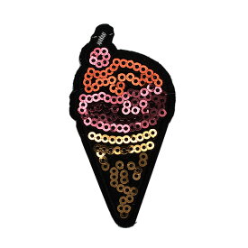ワッペン スパンコール アイロン接着 縦7cm×横3.7cm アイスクリーム ソフトクリーム キラキラ デコ ダンス 入園 入学 アップリケ あっぷりけ wappen