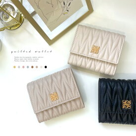 ＼クーポン利用で2,480円／＼当店限定カラーあり／ ミニ財布 財布 三つ折り財布 レディース 小さい カードケース 大容量 カード入れ キャッシュカード 小銭入れ BOX型 コインケース おしゃれ かわいい 可愛い 高見え ロゴ キルティング