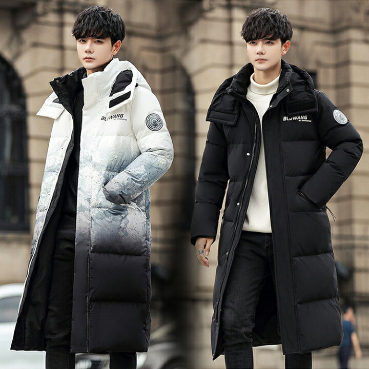 楽天市場 ダウンコート ロングダウンジャケット 男女兼用 冬 グラデーション 黒 フード付き 取り外し可能 厚手 防寒 ジャケット ダウンジャケット メンズ レディース ロング コート ユニセックス 中綿 ビジネス 大きいサイズ S 3xl 2色 ラシニコ