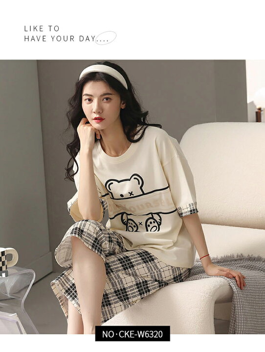 楽天市場 15タイプ選べる パジャマ レディース 綿100 上下セット 春夏秋 涼しい ルームウェア 5分袖トップス 7分丈パンツ 大きいサイズ ラウンドネック 寝巻き 部屋着 ワイド 安い かわいい 肌に優しい 薄手 通気 吸湿 快適 おしゃれ 女の子 可愛い ラシニコ