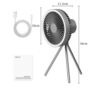 ポータブル扇風機 吊り下げ キャンプ 扇風機 充電式 アウトドア ledライト タイマー ポータブルファン 卓上 スタンド式 壁掛け アウトドアファン シーリングファン 収納バッグ コンパクト お