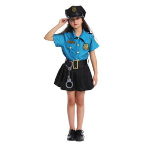 【限定15%OFFクーポン】ハロウィン 衣装 子供 ポリス 警察 コスプレ 豪華5点セット 警察官 女の子 男の子 かわいい お得な5点フルセット コスチューム キッズ 子ども 半袖 警官 制服 仮装 イベ