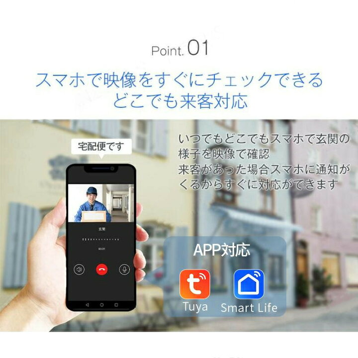 楽天市場】防犯カメラ 呼び出しチャイム インターホン カメラ付き 広角 