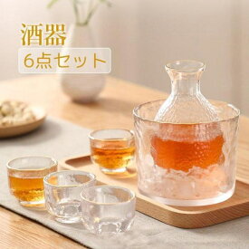 冷酒器 6点セット ガラス 酒器セット 耐熱 熱燗 冷酒グラス 保温 徳利 杯 おちょこ 日本酒 焼酎 家飲み ぐいのみ 父の日 両親 ギフト プレゼント 記念日