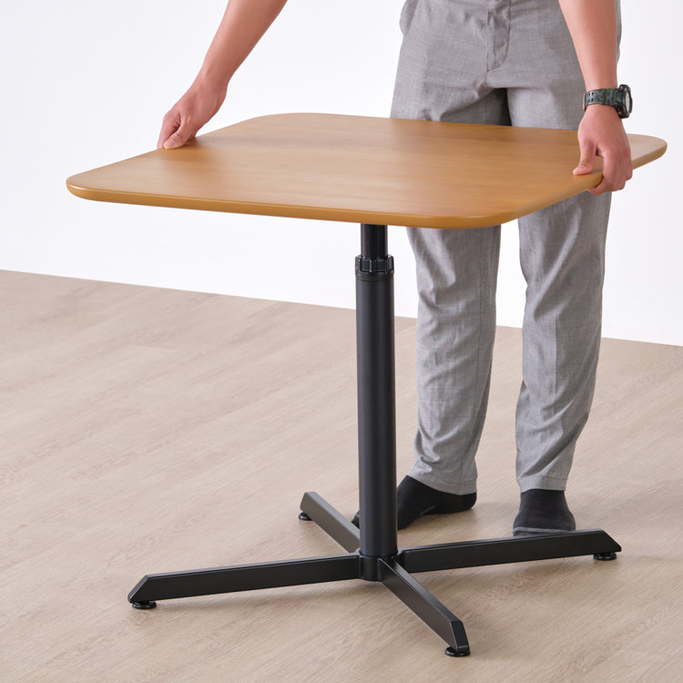 テーブル　上下　昇降機能　カフェテーブル　ALEX　木製　北欧　高さ58〜78cm　シンプル　ダイニングテーブル　四角天板　幅75cm　高さ調節　スクエア　モダン　オーク材　ライトブラウン