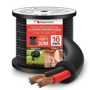 Nakamichi2�c�X�s�[�J�[�P�[�u��OFC���_�f���g�pCL2�ECL3�Ή������z���E�V�䗠�E���O�����ߑΉ��ϔMPVC�W���P�b�g�������x�����Ή��E���F(16AWG/100-ft/30.48meters)