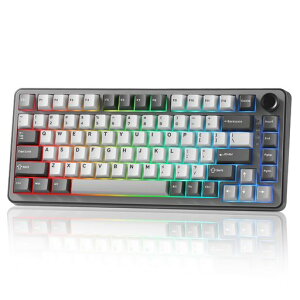 YUNZII B75 PRO 75% �K�X�P�b�g�Q�[�~���O�L�[�{�[�h �������J�j�J���L�[�{�[�h BT/2.4G/�L�� ���C�����X �z�b�g�X���b�v ���� RGB �m�u�t���J�X�^���L�[�{�[�h Mac/Win�p �Z�K�F�؎擾 (�_�[�N�O���c
