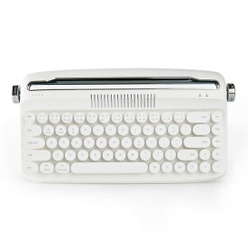 YUNZII タイプライターキーボード ワイヤレス アップグレード キーボード スタンド一体型 USB-C/BLUETOOTHキーボード かわいい 丸いキーキャップ マルチデバイス対応 ノブコントロール WIN/MAC対応(B307 ホワイト)