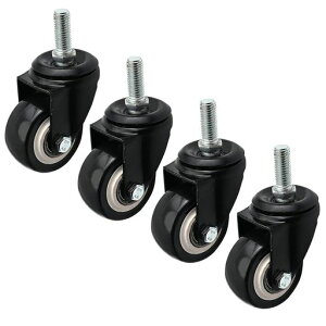 Aicosinegネジ式キャスターM10自在車キャスターホイール径50mmネジ径10mm耐荷重240kgスイベルキャスター2インチ360度回転静音プレートキャスターサイドテーブル収納ボックスキャスター自在車…