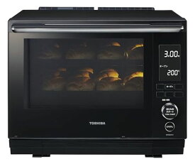 東芝(TOSHIBA) 過熱水蒸気オーブンレンジ 石窯ドーム 30L 300°C 2段調理 ER-XD3000(K) グランブラック フラットテーブル