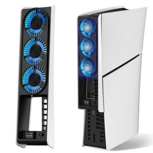 JUSPRO PS5 �X�����p ��p�t�@�� �������x���o ���������\ LED ���C�g���ځE USB 3.0 �ڑ� �ᑛ���M�΍�A�N�Z�T���[ PS5 Slim �f�B�X�N��/�f�W�^���ŋ��ʑΉ��yPS5/PS5 Pro��Ή��z