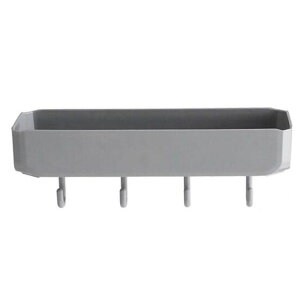 浴室ラック壁に取り付けられたミシン目なしの棚フック付き保管棚落下防止の厚いガードレール保管棚バスルームキッチン寮に最適(ねずみ色)