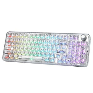 YUNZII X98 QMK/VIA�Ή� ���C�����X ���J�j�J�� �Q�[�~���O�L�[�{�[�h �����L�[�L���b�v 3���[�h�ڑ� BT5.0/2.4GHz/USB-C �z�b�g�X���b�v�\ �����ς݃X�C�b�` �K�X�P�b�g�\�� RGB�o�b�N���C�g