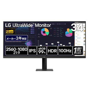 LG �E���g�����C�h ���j�^�[ 34U511A-B ���� 34�C���`/2560x1080/100Hz/IPS/sRGB 99%/HDR400