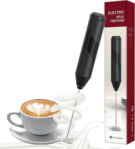 MAEXUS電動ミルク泡立て器ハンドヘルド泡立て器-コーヒー撹拌飲料ミキサー、カプチーノ、スムージー、抹茶、ホットチョコレートミニ泡立て器(ブラック)