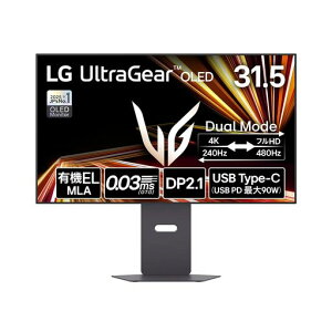 �yVGP2026 ���܁zLG �Q�[�~���O���j�^�[ UltraGear OLED 32GX870A-B 31.5�C���`/4K(3840x2160)/4K 240Hz/FHD 480Hz/�L�@EL/0.03ms/DCI-P3 98.5%/DisplayHDR