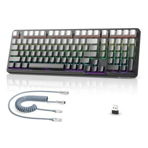 MAMBASNAKE ATTACK SHARK X98 �Q�[�~���O�L�[�{�[�h ���� ���J�j�J���L�[�{�[�h���C�����X bluetooth�L�[�{�[�h 102�L�[ 3���[�h�ڑ� Bluetooth/2.4G/�L�� �J�X�^�����j�A�u���[�x���[�� �M�����\