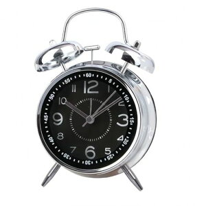 YYDS目覚まし時計大音量ベル絶対起きる時計アナログ爆音振動子供オシャレ可愛い卓上時計起きれるめざまし北欧風金属光沢連続秒針静音機能バックライト付き電池式文字盤(ブラック)