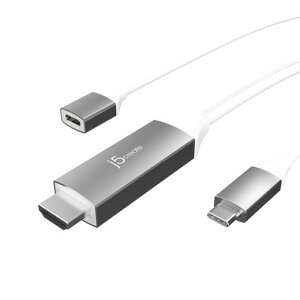 j5create2-in-1USBTypeC-4K60HDMI�ϊ��P�[�u���y�[�d���Ȃ���g����zAV6�t�B�[�g�P�[�u��100W�����[�d�|�[�g�t��iPhone16/15�V���[�Y�p�������ނ���Thunderbolt3/4