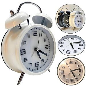 目覚まし時計ですクラシックデザイン大音量目覚まし振動ベルアナログバッテリーパワード卓上時計連続秒針付き静かな時計絶対ウェイクシンプルなナチュラル卓上/寝室/リビングルーム…