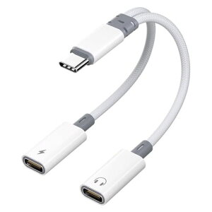 2in1Type-C�C���z���ϊ��A�_�v�^�y�[�d���Ȃ��特�y�Đ��E�ʘb�Ή��zUSB-C��҃P�[�u��|PD15W�}���[�d|iPhone17/16/15�EGalaxyS24�EPixel8�EiPadPro�Ȃ�Type-C�@��Ή�