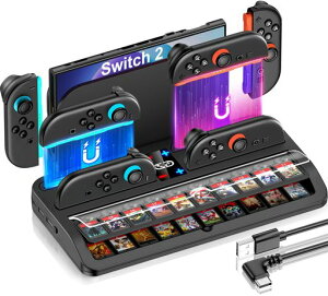 Switch2�[�d�X�^���h�ySwitch2�Ή��[�d���[��̌^�z�X�C�b�`2�W���C�R���p�[�d�h�b�N4in1�����}���[20���Q�[���J�[�h/Switch2�̖{�̎��[&�ی�\�ȒP��t�W���C�R�����E�����[�d�Q�[���@LED�w�c