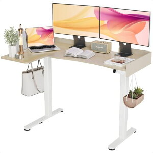 Claiks昇降デスクL字電動パソコンデスク幅140CM*奥行き95CMスタンディングデスクゲーミングデスクメモリー機能付き上下自動昇降高さ調節可能テレワーク在宅ワークナチュラル