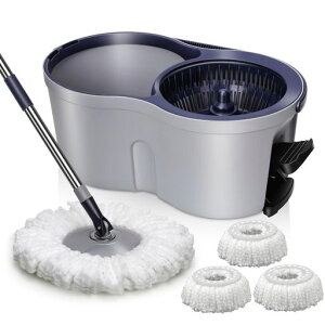 ZNM回転モップバケツ付きフロアモップ手洗い不要フローリングワイパー床掃除水拭きモップ360回転部屋掃除業務用家庭用交換パッド3枚