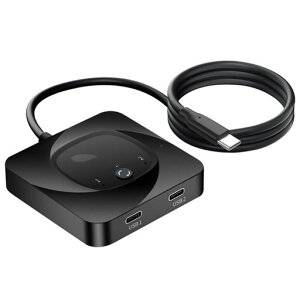 Daconovo USB-C �o�����X�C�b�`���[ USB C �X�C�b�`���[ 2 ��̃R���s���[�^ USB C KVM �X�C�b�` 8K@60Hz HDR 10Gbps �f�[�^�]�� PD 100W �[�d 2 �{�� USB-C �P�[�u���t��