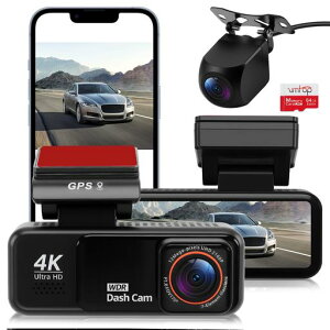 Avutrel�h���C�u���R�[�_�[4K�h�����R�O��ADAS�X�}�[�g�q�\�^�]�x���A�v������GPS����WDR�␳�Î��@�\���ԊĎ�LED�M���Ή�G�Z���T�[���[�v�^��64GB�J�[�h����