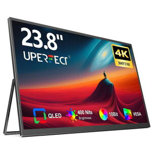 UPERFECT 23.8�C���` 4K ���o�C�����j�^�[ QLED 3840*2160 �����^�� VESA�Ή� 125%sRGB �|�[�^�u���f�B�X�v���C ���ʔ���� �L�F�� ��^�T�u���j�^ �����^�X�^���h �Q�[�~���O���j�^�[ IPS�t���p�l���c