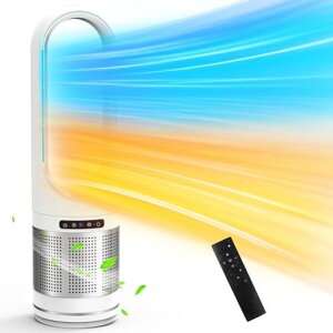 HOLIWILタワーファン【冷暖両用・空気清浄・夏冬節電対策】省エネDCモーター空気清浄機扇風機羽なし8段階送風/3段階温風100°首振り大風量9Hタイマータッチ&リモコン式操作サーキュレータ…