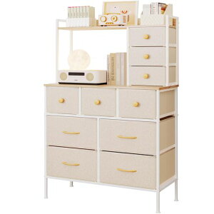 SINNONAKAハイチェストタンス収納チェスト・ドレッサー/化粧台・テーブル幅80cmマルチチェスト収納棚棚付き布製引き出し10杯洋服・衣類収納・衣装ケース箪笥おしゃれ(高防水性皮革ブラック)