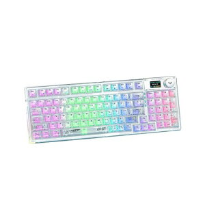 OUSEITECHF98proゲーミングキーボード透明キーボードホットスワップメカニカルキーボードテンキーワイヤレスピンク透明キーキャップRGBバックライト95キーAndroid/OS/Mac/Windows対応