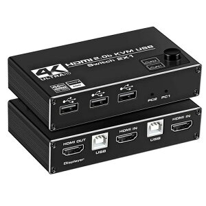 USB HDMI KVM�X�C�b�`�AKVM HDMI�X�C�b�`�f���A���f�B�X�v���C2����1�o��DP KVM�X�C�b�`2�|�[�g4K60Hz HDMI KVM�X�C�b�`���L�v�����^�[�L�[�{�[�h�}�E�X1080