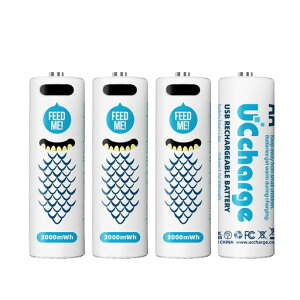UCcharge �P3�d�r USB-C�[�d�����`�E���C�I���o�b�e���[ 4�{�Z�b�g 3000mWh (2000mAh) 1.5V �P�O��e�ʓd�r�^�C�vC�[�d�@�\ ���S�ŐM���ł���