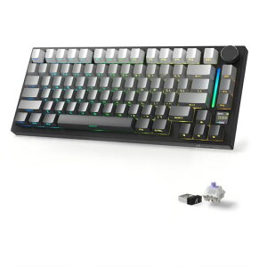 ATTACK SHARK X820Ultra �Q�[�~���O�L�[�{�[�h �M�t�g�X�C�b�` �O���[ 3WAY�ڑ� ���� �L�� Bluetooth ���C�����X ��x�� �m�u�t��TFT�X�}�[�g�f�B�X�v���C �e���L�[���X �p���z�� �K�X�P�b�g�}�E���g�c