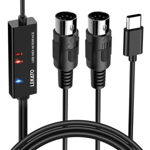 MIDI�P�[�u�� USB �C���^�[�t�F�[�X �P�[�u�� �L�[�{�[�h 5PIN-DIN LEKATO �d�q�y���PC �ȒP�ڑ� �ϊ��P�[�u�� ���`������ 1.98M (TYPE-C)