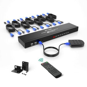 MT-VIKI 8�|�[�g HDMI KVM�ؑ֊� 4K 1U���b�N�}�E���g ���&IR�����R�� �P�[�u���t