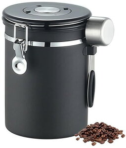 Hoffnugshweenコーヒー豆保存容器キャニスター密閉容器1800mlステンレス錆びにくい日付表示スプーン付き500g高密閉性鮮度保持茶筒コーヒー粉お菓子ナッツ香辛料コンテナフードストッカー大…